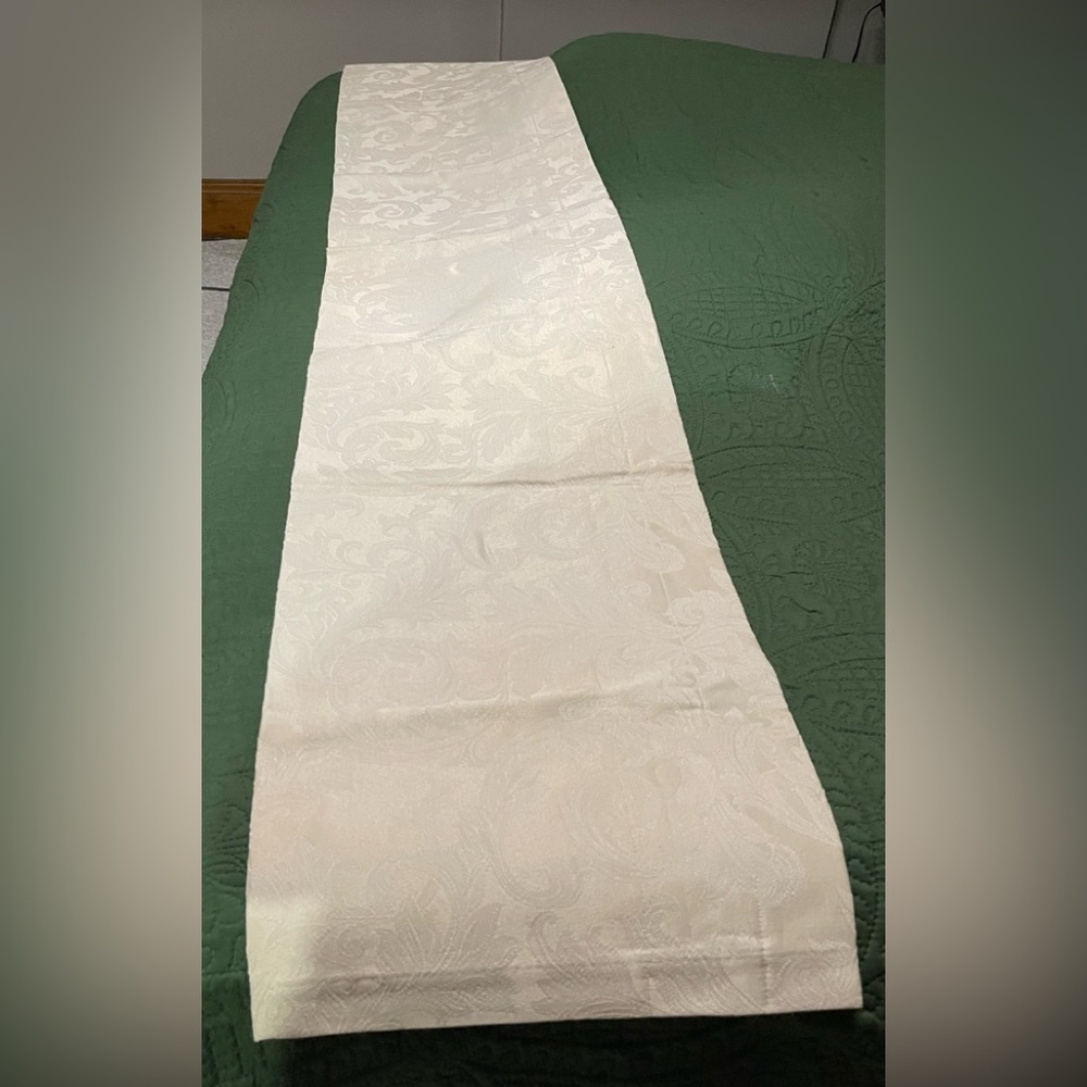 Burlington House Beige Damask Valance 16x83”